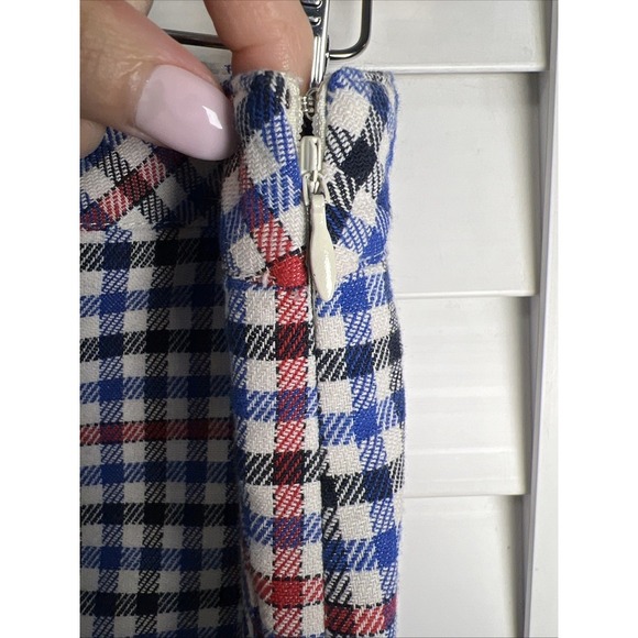 Talbots Gingham Plaid Cotton Blend A-Line Skirt Size 8 Red, White & Blue - Picture 3 of 7